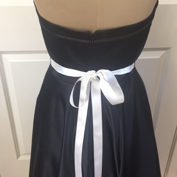 Bill Levkoff Tea Length Black Satin Dress - Picture 5 of 5